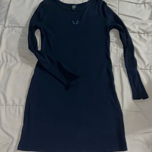 Dark blue butterfly long sleeve dress from wild fable size large